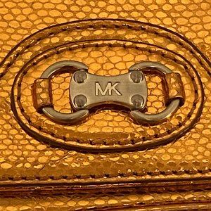 NWOT MIchael Kors Metallic Leather Clutch